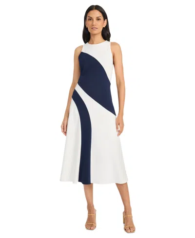 MAGGY LONDON WOMEN'S COLORBLOCKED SLEEVELESS MIDI DRESS