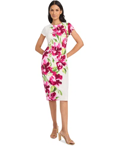 MAGGY LONDON WOMEN'S SHORT-SLEEVE MIDI DRESS