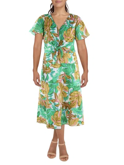 MAGGY LONDON WOMENS BOW LONG SHIFT DRESS