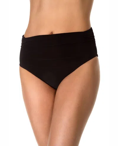 MAGICSUIT SHIRRED JERSEY BRIEF SWIM BOTTOM BIKINI IN MAG BLACK