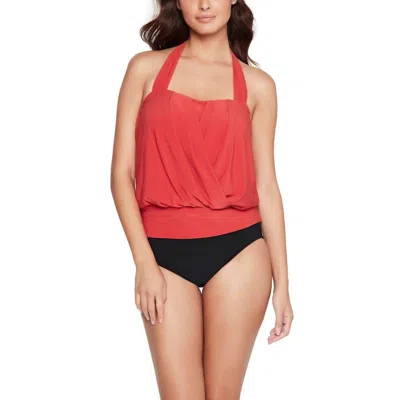 MAGICSUIT SOLID DRAPE DEBBIE TANKINI IN CORAL SANDS
