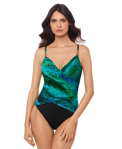 MAGICSUIT WOMEN'S RUCHED SUPRLICE-NECK ONE-PIECE SWIMSUIT