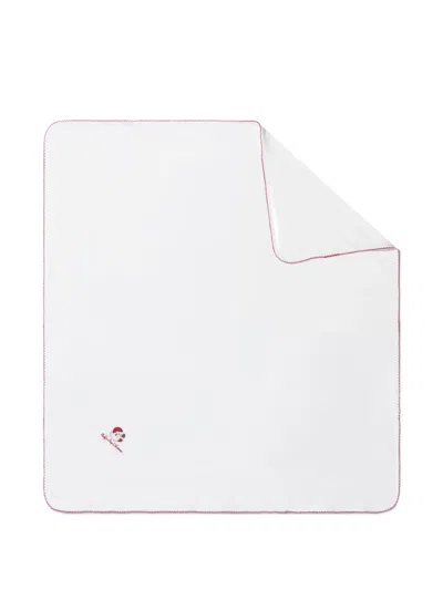 MAGNOLIA BABY SANTA-EMBROIDERED SCALLOPED-EDGE BLANKET