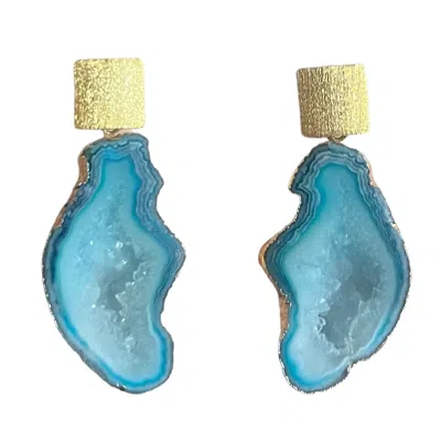 MAGPIE ROSE WOMEN'S BLUE AQUA ROCKS IN THE SKY EARRINGS