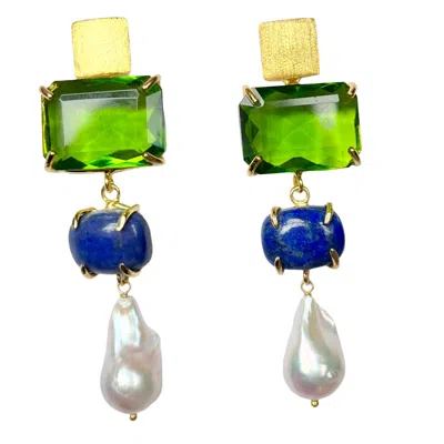 MAGPIE ROSE WOMEN'S OCEANIA EARRINGS GREEN & NAVY
