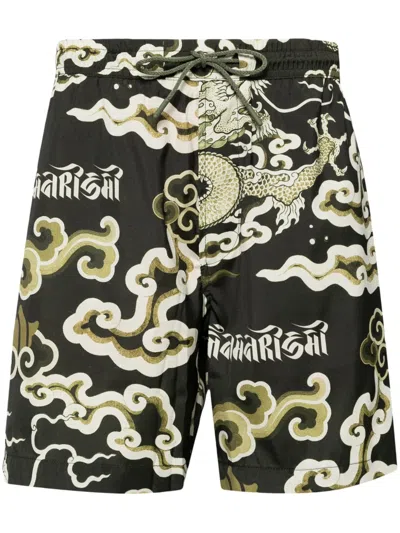 MAHARISHI CLOUD DRAGON-PRINT SWIM SHORTS