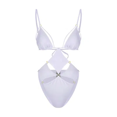 MAHOGANY COAST SWIM WOMEN'S FLIRT DIAMOND CUT-OUT SWIMSUIT IN WHITE