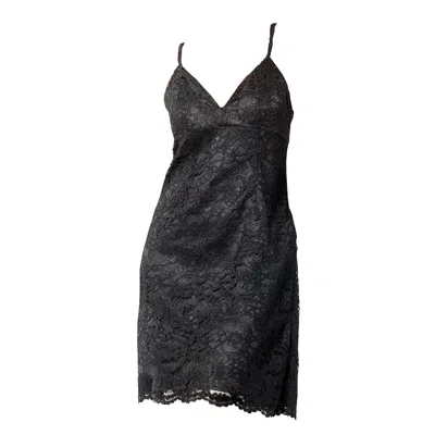 MAISON BOGOMIL WOMEN'S BLACK SHORT LACE DRESS ON A SATIN BASE WITH A TRIANGULAR NECKLINE