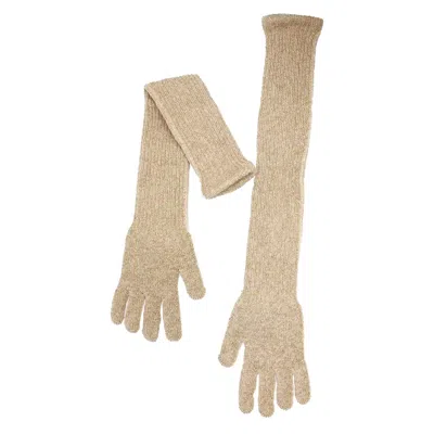 MAISON BOGOMIL WOMEN'S RIBBED KNIT OPERA GLOVES - GOLD