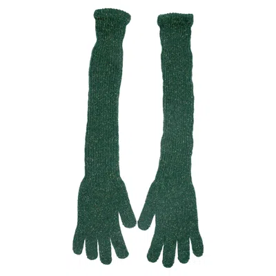 MAISON BOGOMIL WOMEN'S SPARKLY KNIT OPERA GLOVES GREEN