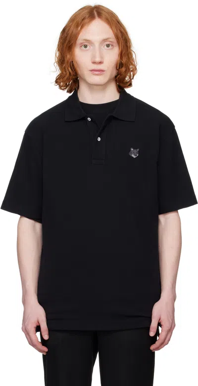 MAISON KITSUNÉ BLACK BOLD FOX HEAD PATCH COMFORT POLO