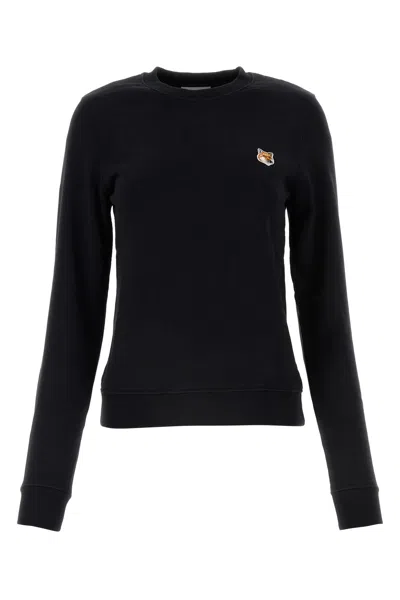 MAISON KITSUNÉ BLACK COTTON SWEATSHIRT