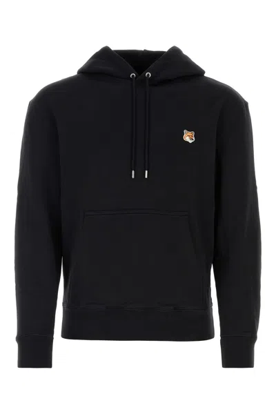 MAISON KITSUNÉ BLACK COTTON SWEATSHIRT