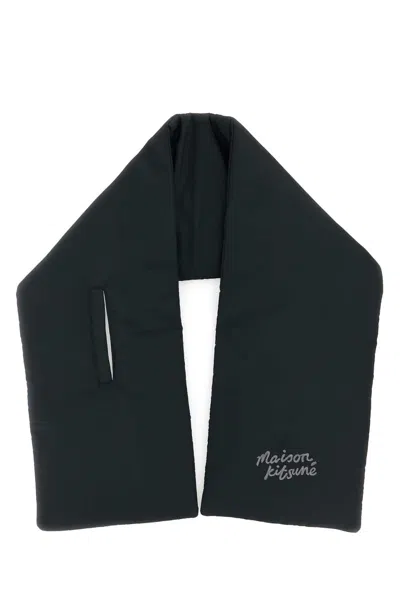 MAISON KITSUNÉ BLACK POLYESTER PADDED SCARF