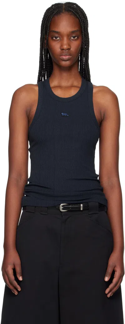 MAISON KITSUNÉ BLUE BABY FOX PATCH RIBBED TANK TOP