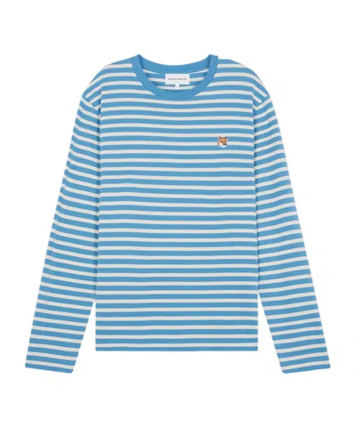 MAISON KITSUNÉ MAISON KITSUNÉ FOX HEAD PATCH STRIPED T-SHIRT