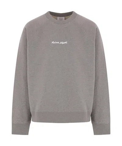 MAISON KITSUNÉ MAISON KITSUNÉ LOGO-EMBROIDERED CREWNECK SWEATSHIRT