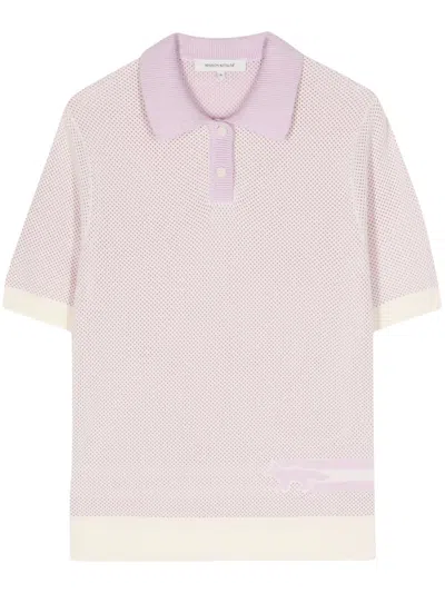 MAISON KITSUNÉ FLASH FOX KNITTED POLO TOP