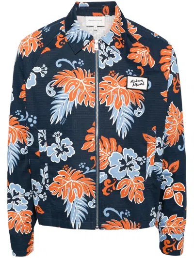 MAISON KITSUNÉ FLORAL-PRINT ZIP-UP COTTON JACKET