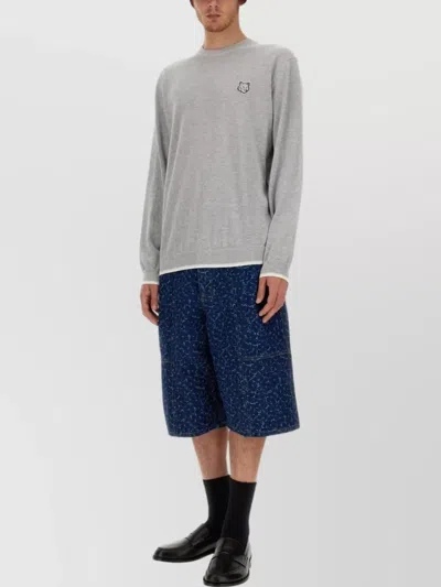 MAISON KITSUNÉ FOX HEAD CREW NECK SWEATER