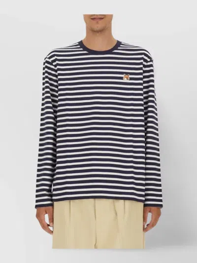 MAISON KITSUNÉ FOX HEAD STRIPED T-SHIRT