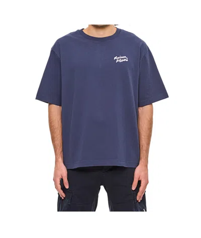 MAISON KITSUNÉ MAISON KITSUNÉ LOGO-EMBROIDERED CREWNECK T-SHIRT