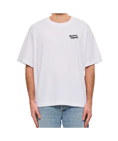 MAISON KITSUNÉ MAISON KITSUNÉ LOGO-EMBROIDERED CREWNECK T-SHIRT