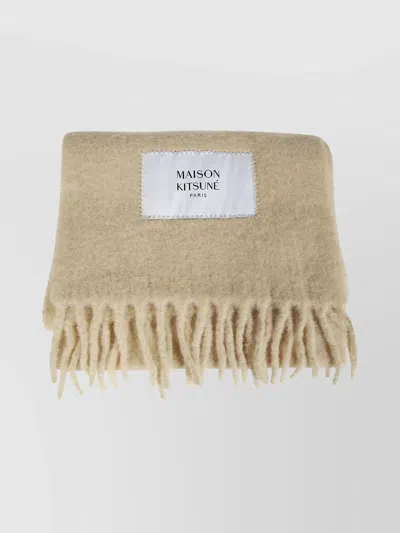 MAISON KITSUNÉ LUXURIOUS BABY ALPACA SCARF WITH FRINGED EDGES