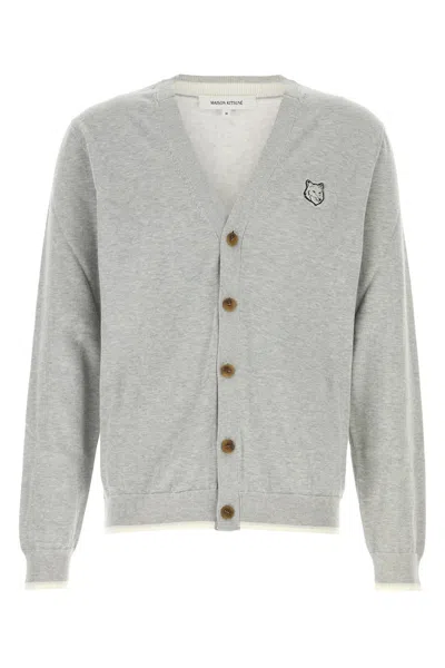 MAISON KITSUNÉ MELANGE GREY COTTON CARDIGAN