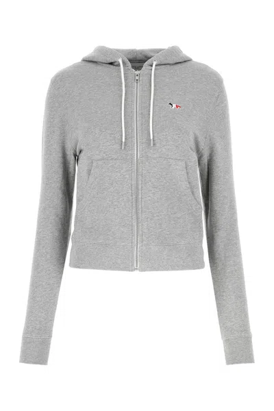 MAISON KITSUNÉ MELANGE GREY COTTON SWEATSHIRT