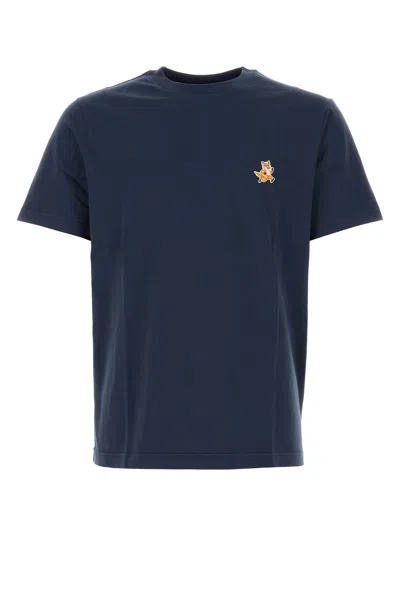 MAISON KITSUNÉ NAVY BLUE COTTON T-SHIRT