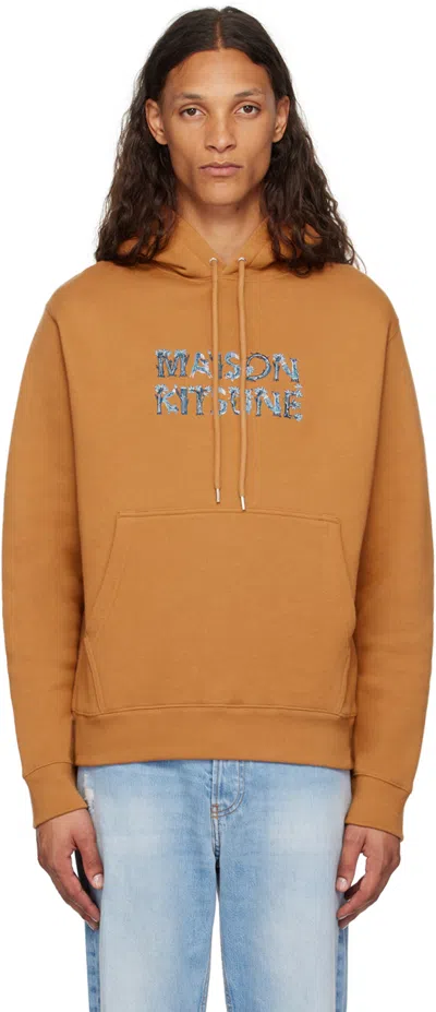 MAISON KITSUNÉ ORANGE WOODLAND ALPHABET COMFORT HOODIE