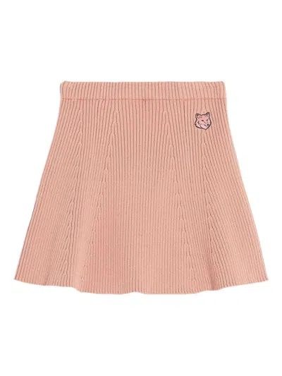 MAISON KITSUNÉ RIBBED-KNIT FLARED MINI SKIRT