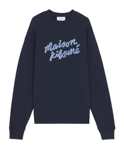 MAISON KITSUNÉ MAISON KITSUNÉ  HANDWRITING STRIPED CREWNECK SWEATSHIRT