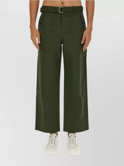 MAISON KITSUNÉ TWILL TROUSERS WITH WIDE LEG AND CROPPED LENGTH