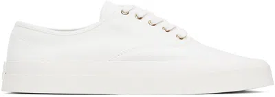 MAISON KITSUNÉ WHITE CANVAS LACE-UP SNEAKERS