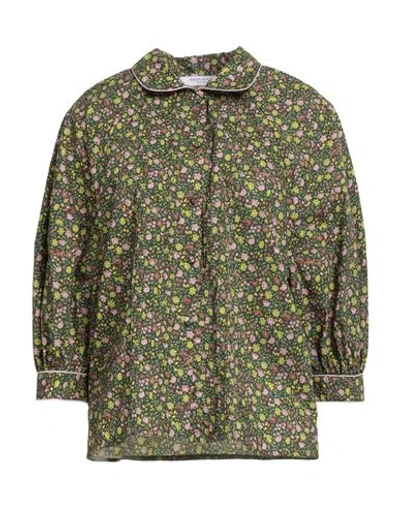 MAISON KITSUNÉ MAISON KITSUNÉ WOMAN SHIRT DARK GREEN SIZE 10 COTTON
