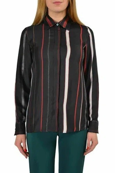 MAISON MARGIELA MAISON MARGIELA 4 DAMEN 100% SEIDE SCHWARZ GESTREIFT HEMD BLUSE SIZE XS S M L XL