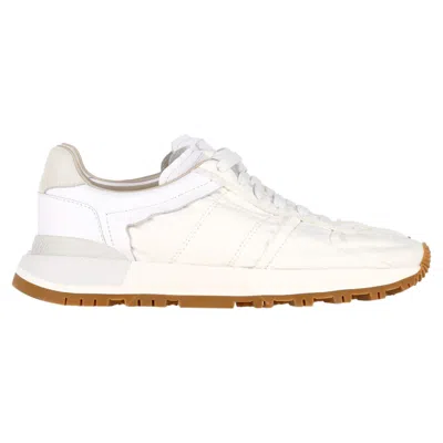 MAISON MARGIELA 50-50 LOW-TOP SNEAKERS IN WHITE LEATHER