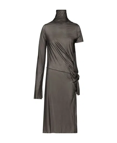 MAISON MARGIELA MAISON MARGIELA ONE-SHOULDER SEMI-SHEER MIDI DRESS