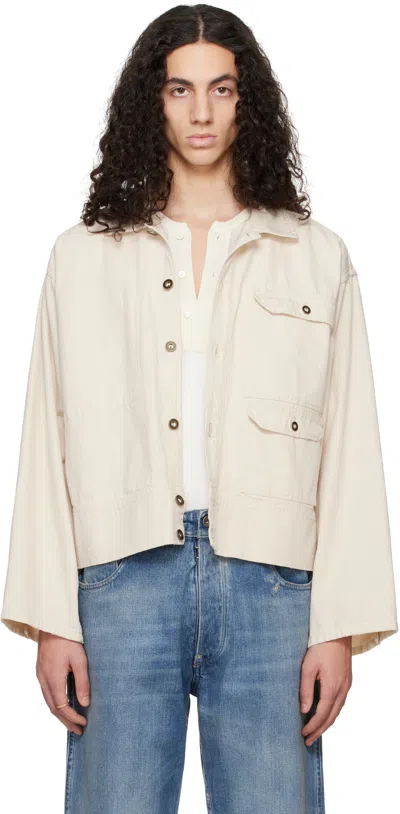 MAISON MARGIELA BEIGE DISTRESSED DENIM JACKET