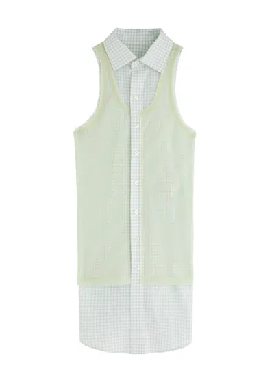 MAISON MARGIELA MAISON MARGIELA CHECKED LAYERED COTTON AND CHIFFON SHIRT