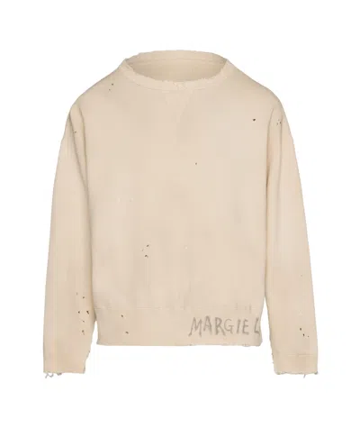 MAISON MARGIELA MAISON MARGIELA HANDWRITTEN RAW-CUT EDGE DISTRESSED SWEATSHIRT