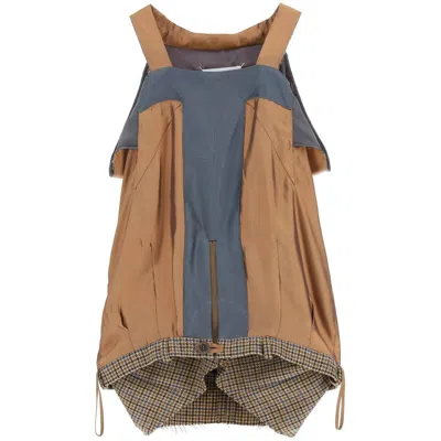 MAISON MARGIELA MAISON MARGIELA LADIES CAMEL HOUNDSTOOTH WOOL DECORTIQUE TOP
