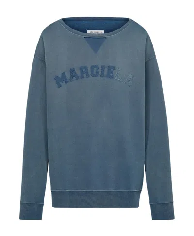 MAISON MARGIELA MAISON MARGIELA LOGO DETAILED CREWNECK FADED SWEATSHIRT