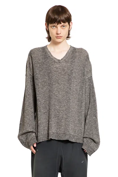 MAISON MARGIELA COTTON LINEN V-NECK SWEATER