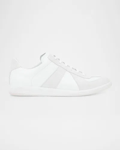 MAISON MARGIELA MEN'S REPLICA LEATHER SUEDE LOW-TOP SNEAKERS