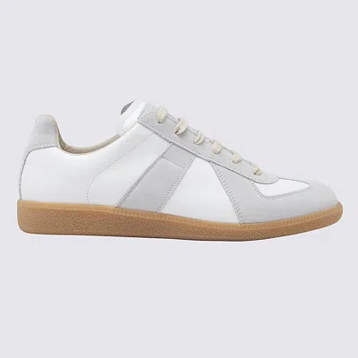 MAISON MARGIELA OFF WHITE LEATHER AND GREY REPLICA SNEAKERS