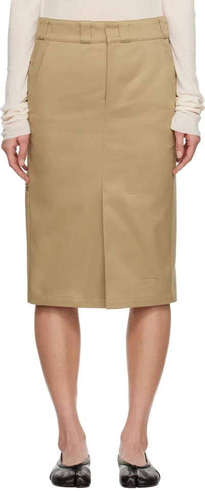 MAISON MARGIELA TAN SKATER CHINO MIDI SKIRT