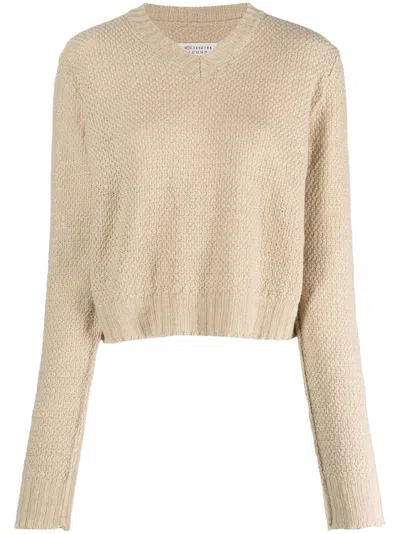 MAISON MARGIELA V-NECK BASKET-WEAVE JUMPER